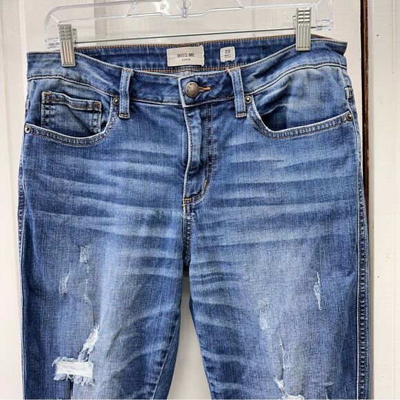 Miss Me straight leg distressed denim jeans raw hem women's 29 x 27 M2182ST - Picture 2 of 6